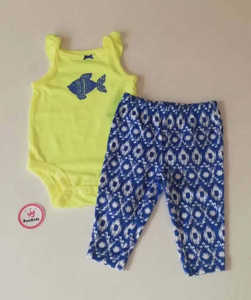 Set x2 bodie amarilla pez y licra azul