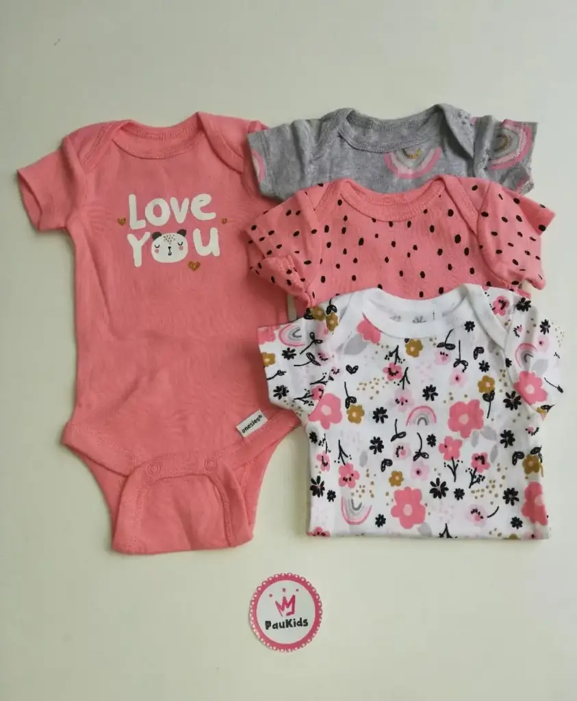 Set x4 bodysuits coral / flores love you