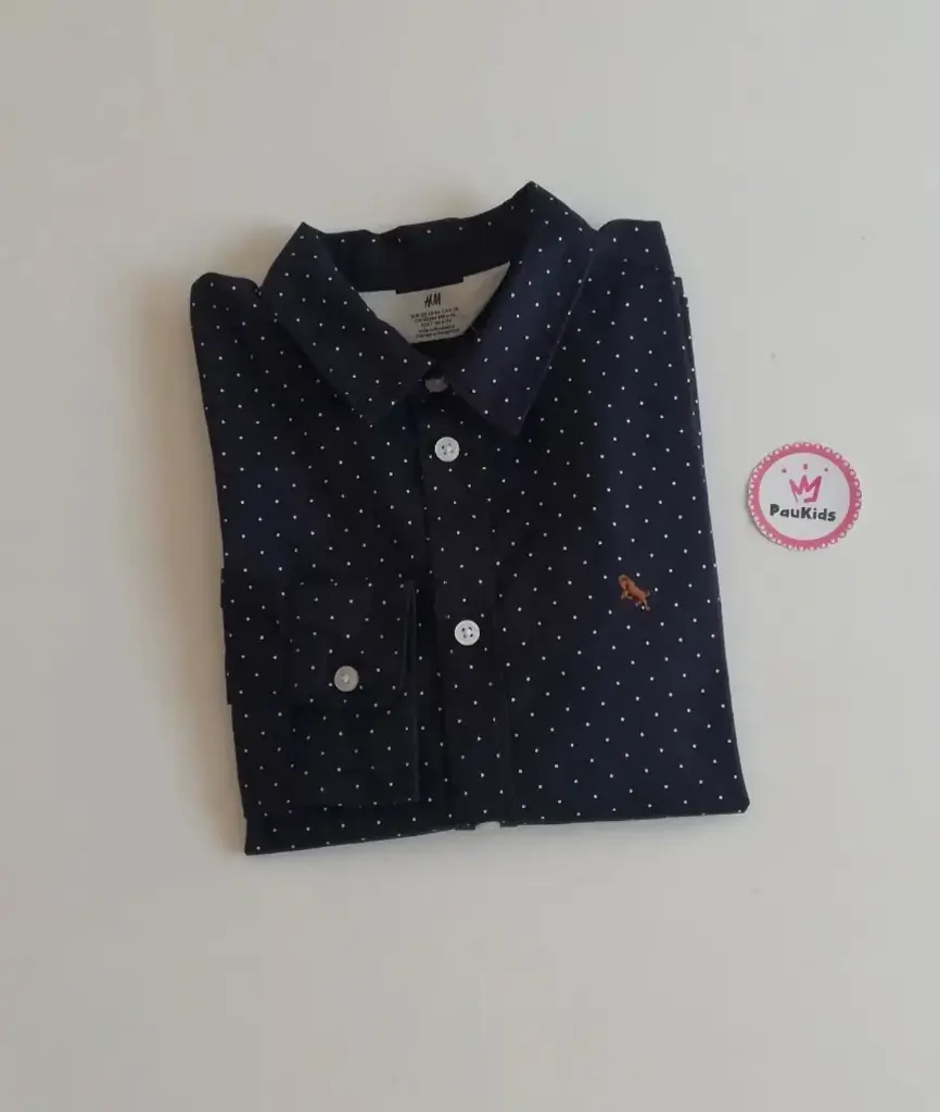 Camisa mangas largas azul puntitos