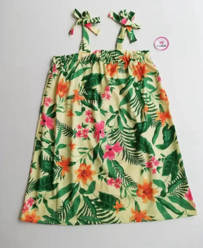 Vestido tiras lazo amarillo floreado