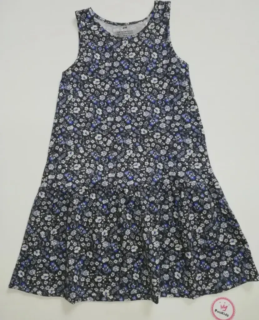 Vestido sencillo azul/negro flores