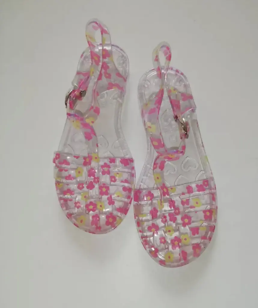 Zapatillas Jelly transparentes con rosa