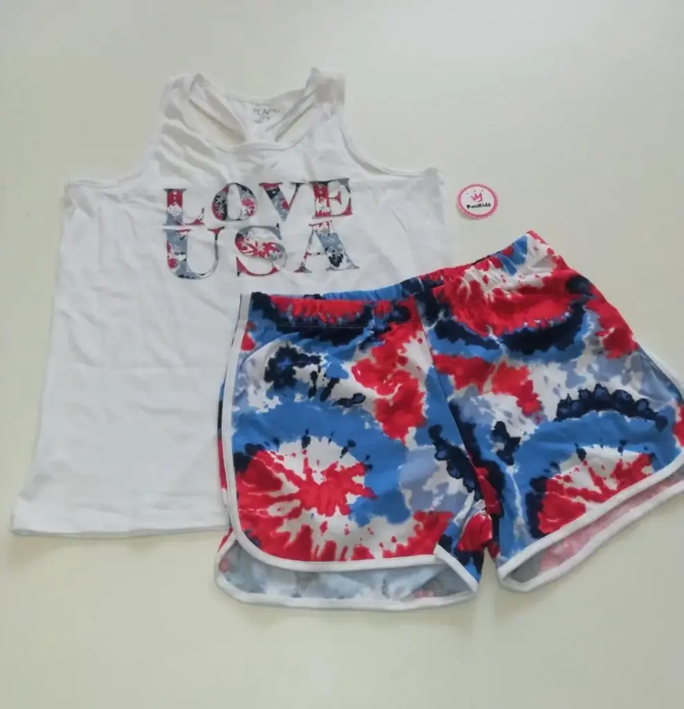 Set x2 blusa y short rojo azul