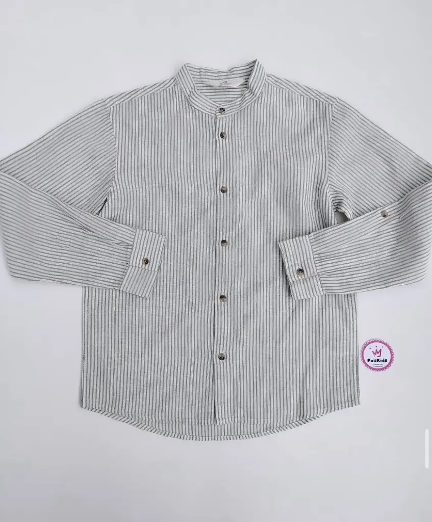 Camisa mangas largas verde líneas