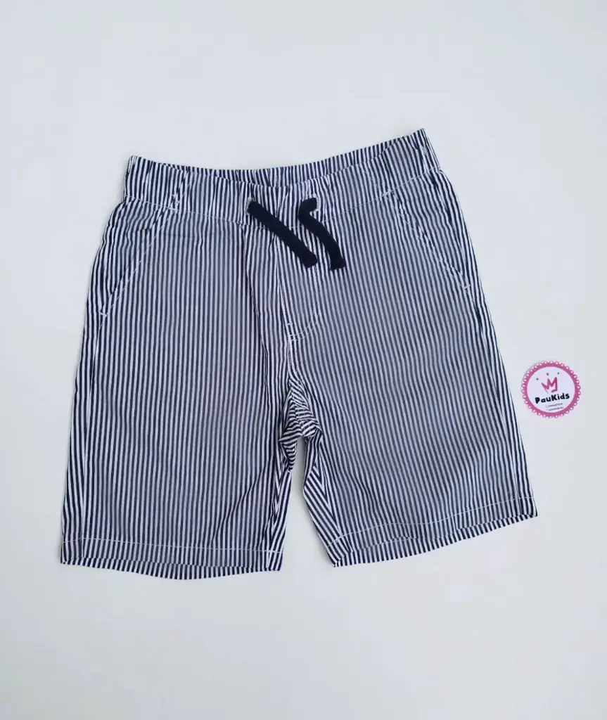 Pantaloneta azul/rayas elástico cordón  