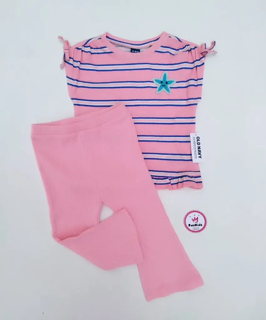 Set x2 blusa rosa rayas con ligra 