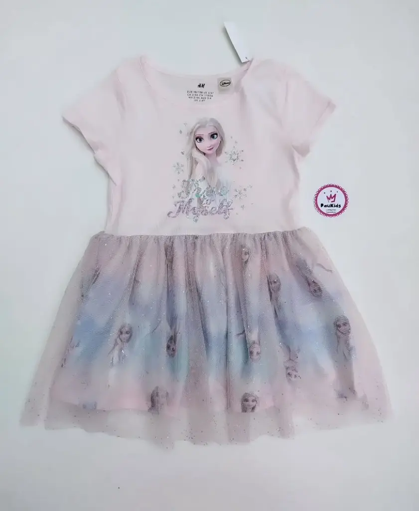 Vestido rosa tul frozen elsa