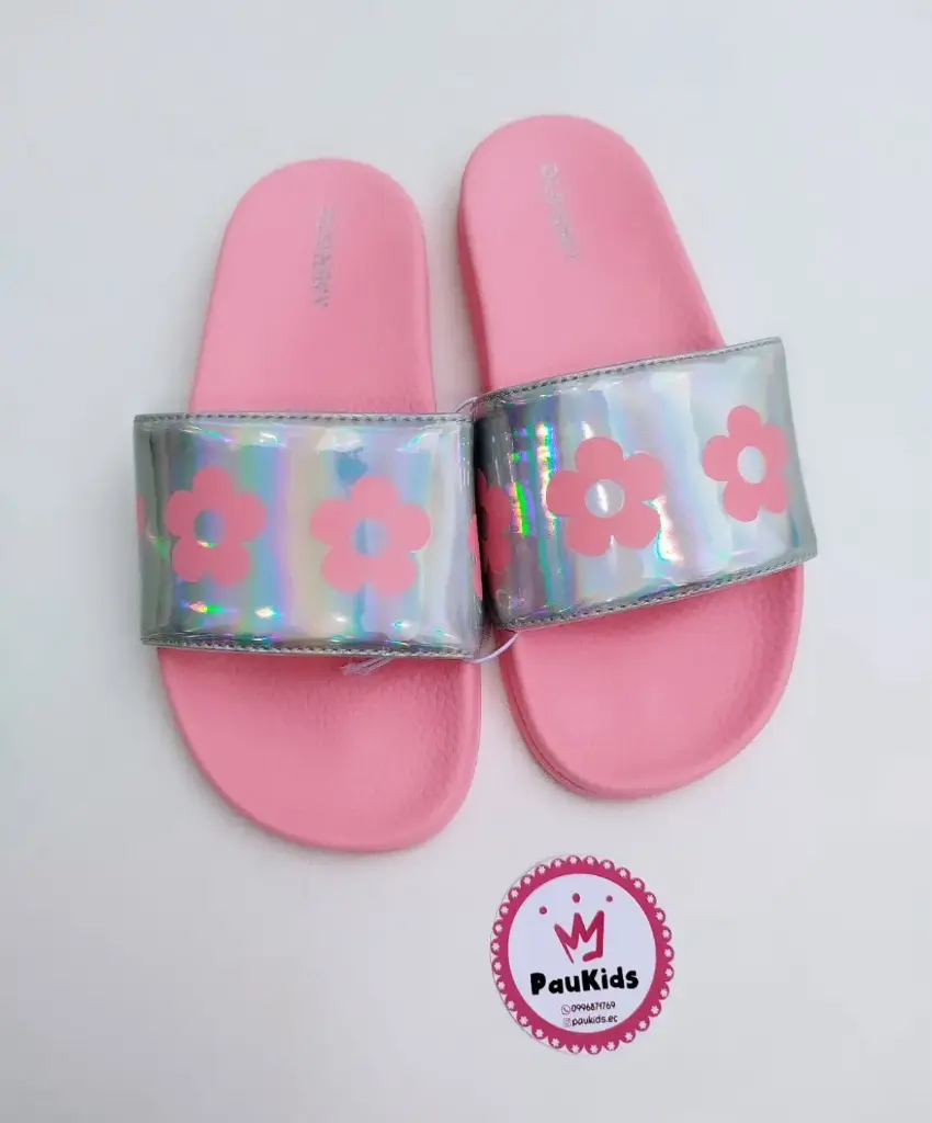 Zapatillas de meter rosadas plateadas