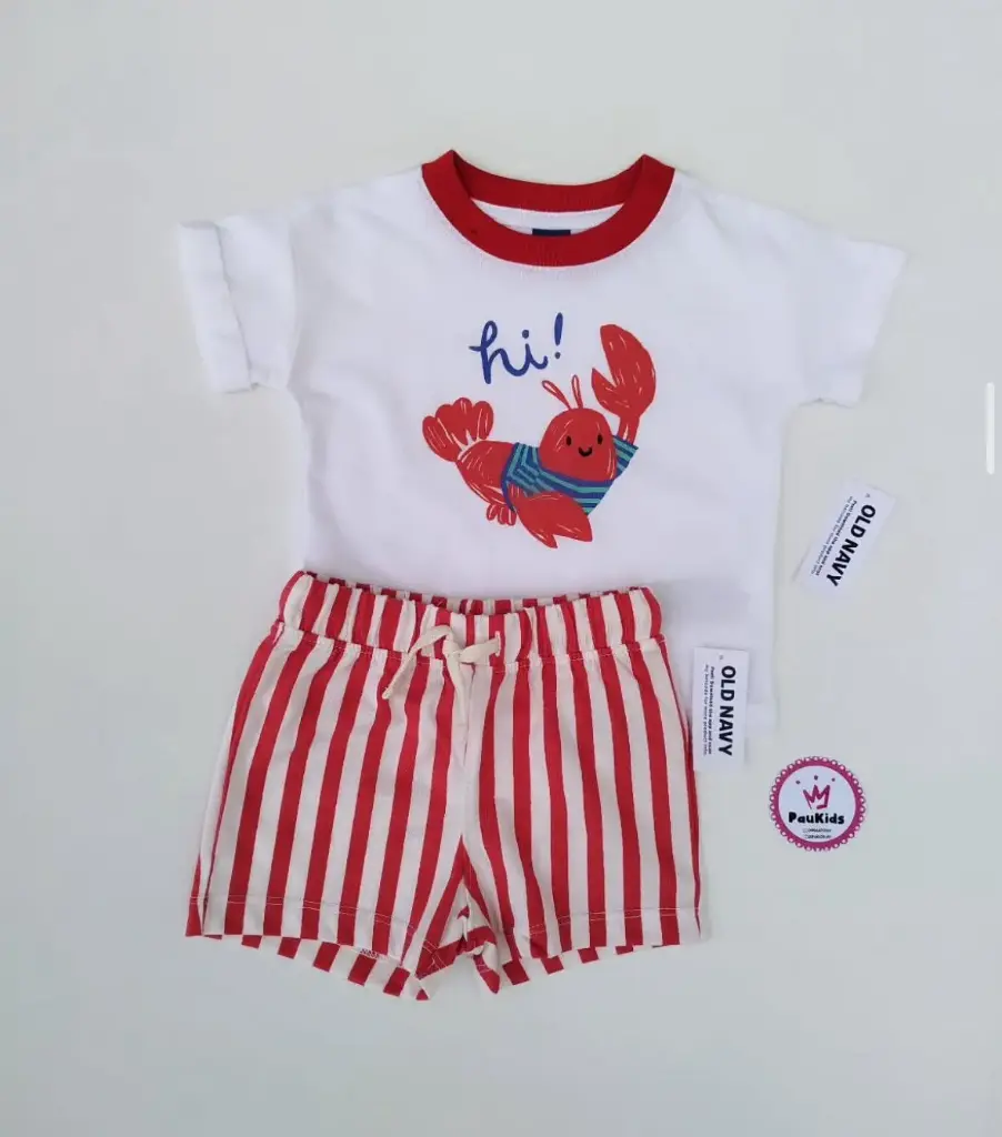 Set x2 camiseta blanca langosta short 