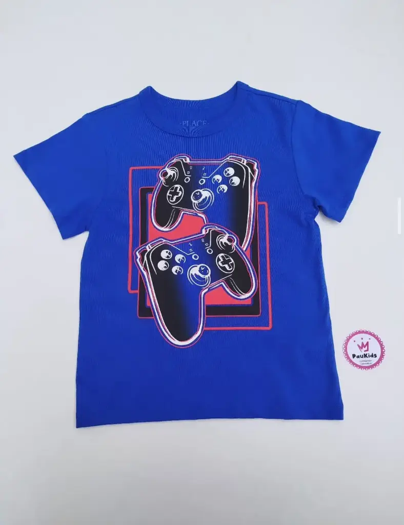 Camiseta azul palanca de play