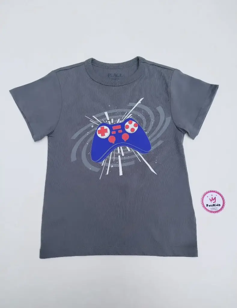 Camiseta gris palanca play azul