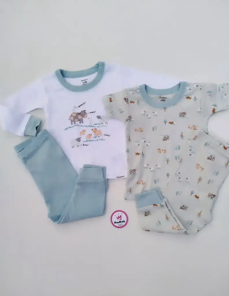 Set x4 pijamas celeste animales