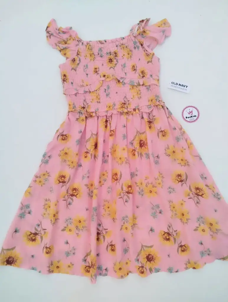 Vestido rosado con griasoles drapeado