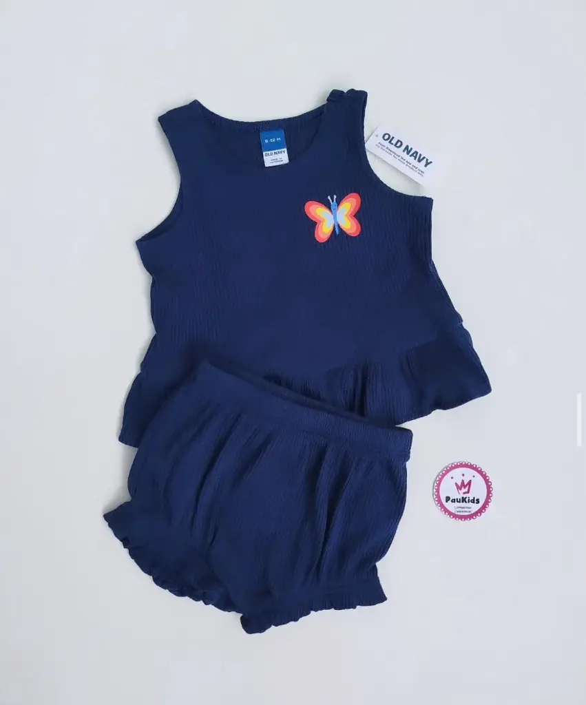 Set x2 blusa y short azul mariposa