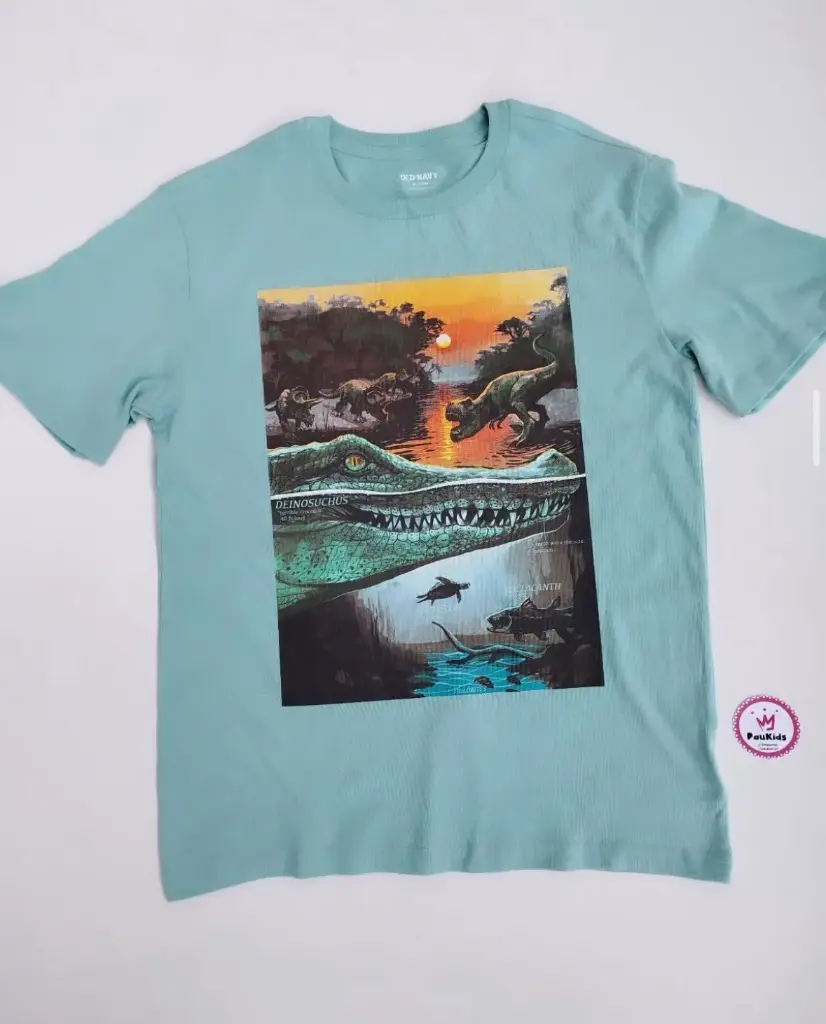 Camiseta celeste deinosuchus