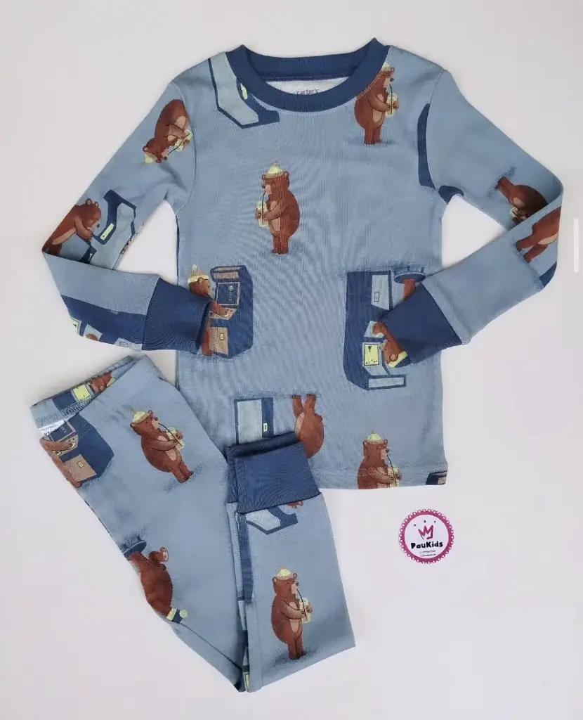 Set x2 pijama celeste oso máquina