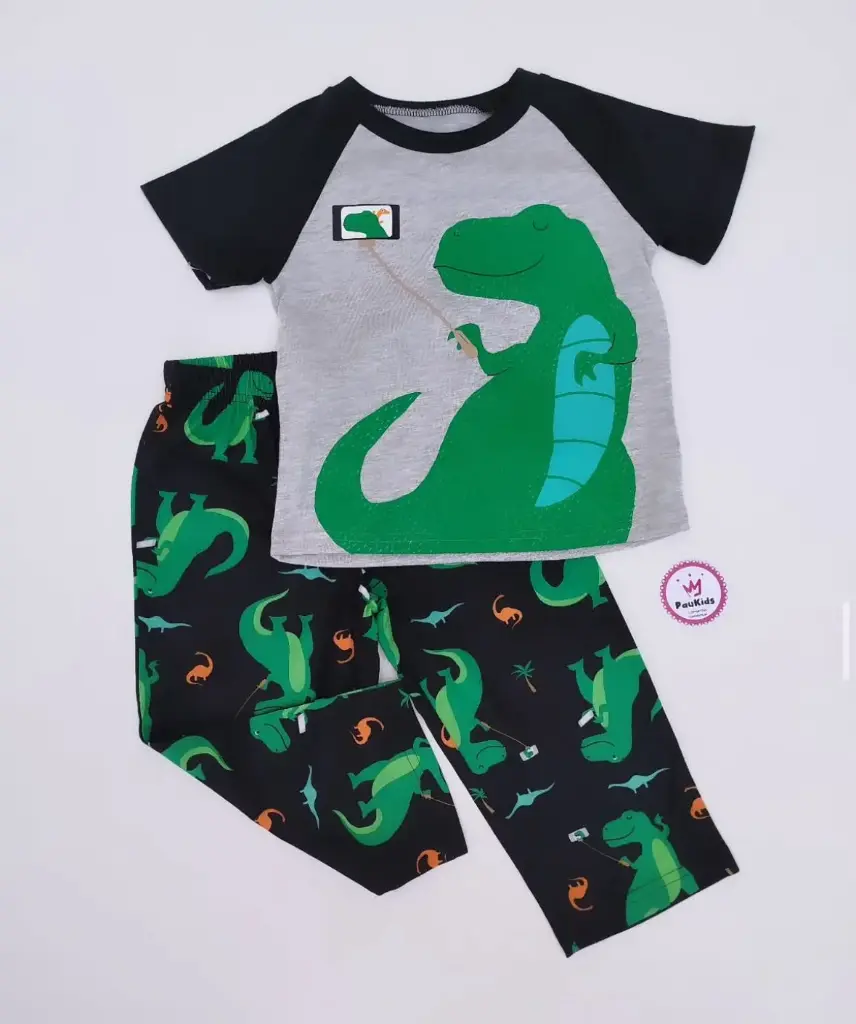 Set x2 pijama gris negro t-rex