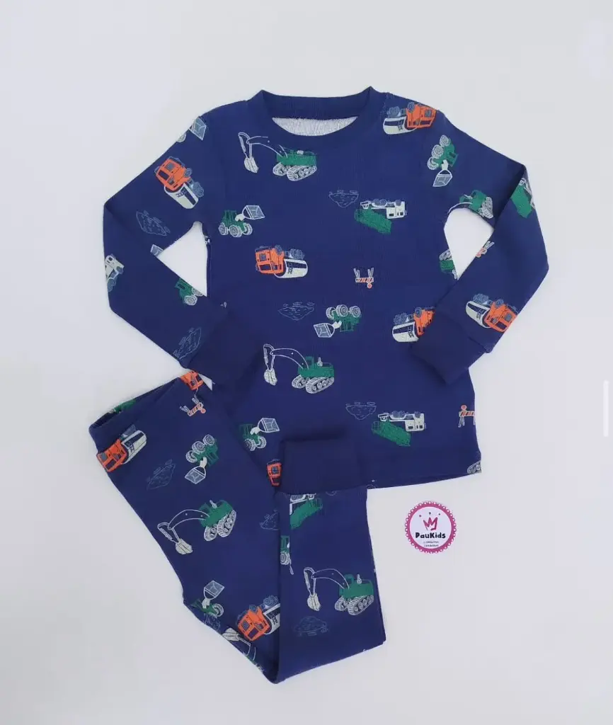 Set x2 pijama azul tractores