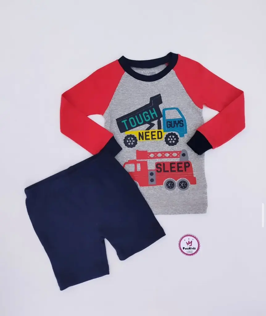 Set x2 pijama gris/azul carros 