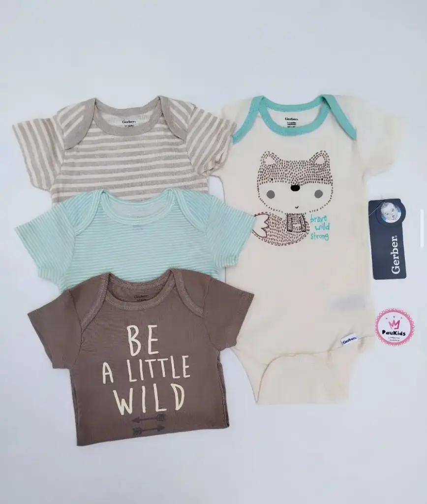 Set x4 bodysuits blanco/celeste be a little wild