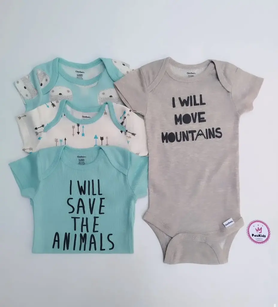 Set x4 bodysuits blanco/celeste i will move mountains