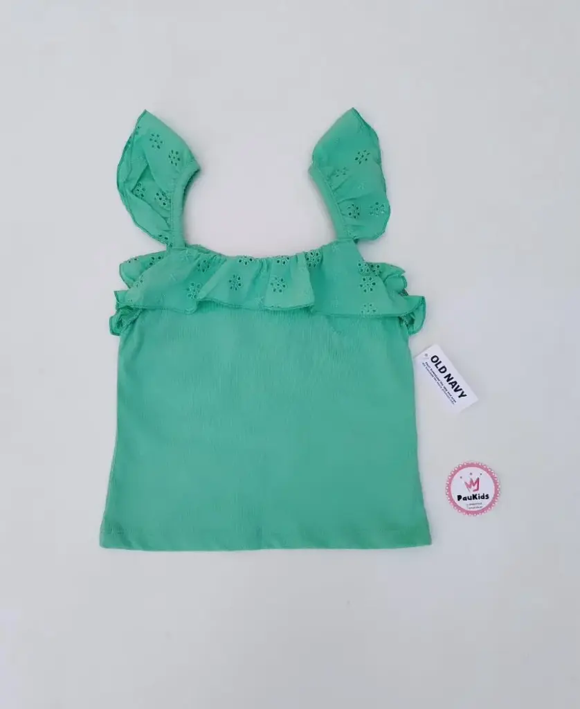 Blusa verde tiras con ruedos