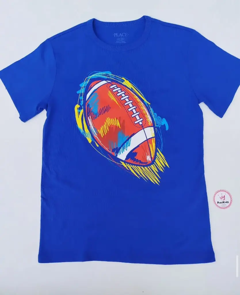 Camiseta azul balón futbol americano