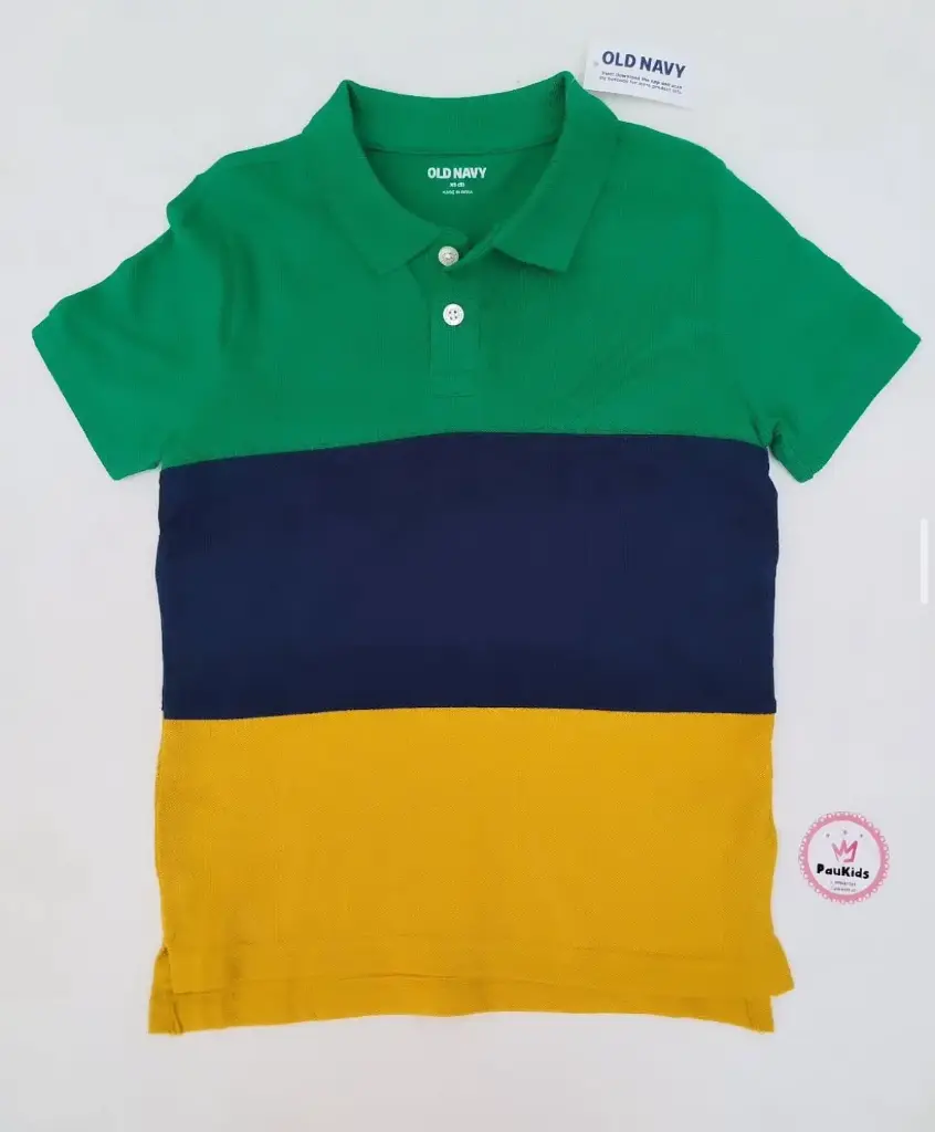 Camiseta tipo polo verde/azul/amarillo
