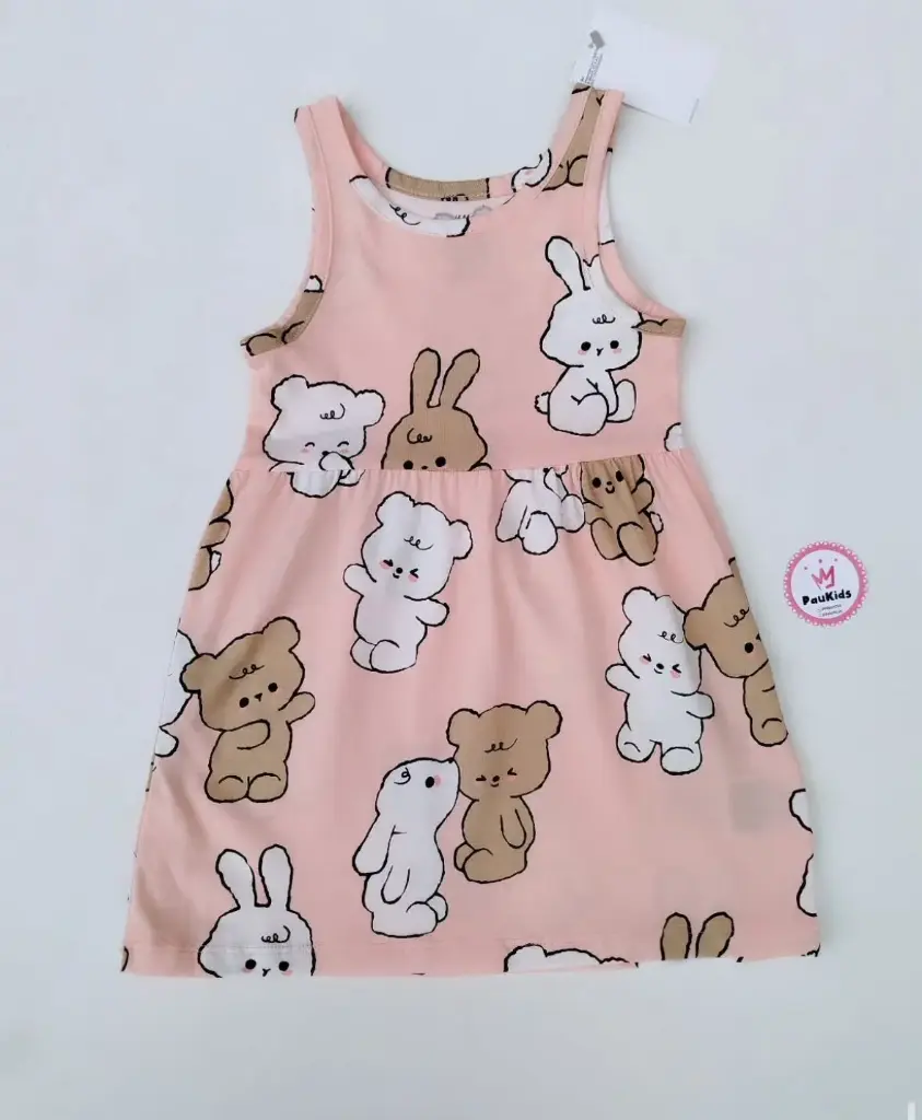 Vestido sencillo rosa ositos