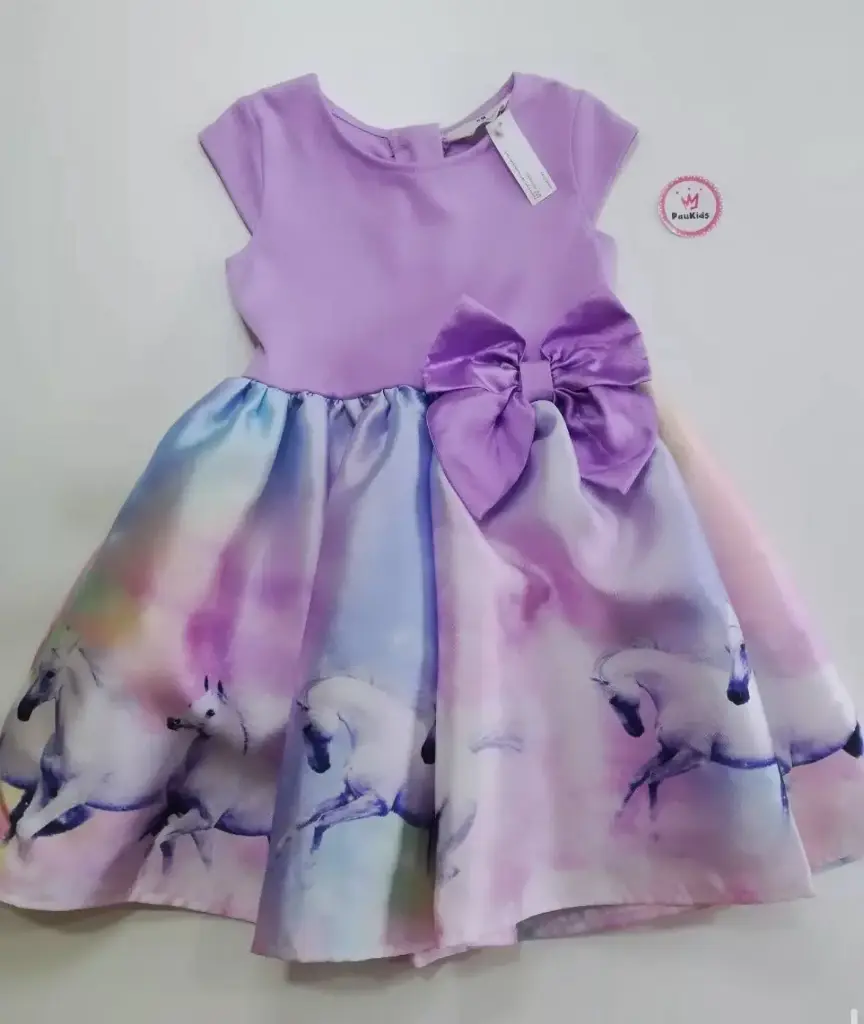 Vestido elegante morado unicornios