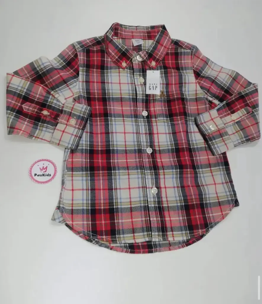 Camisa mangas largas cuadros rojo
