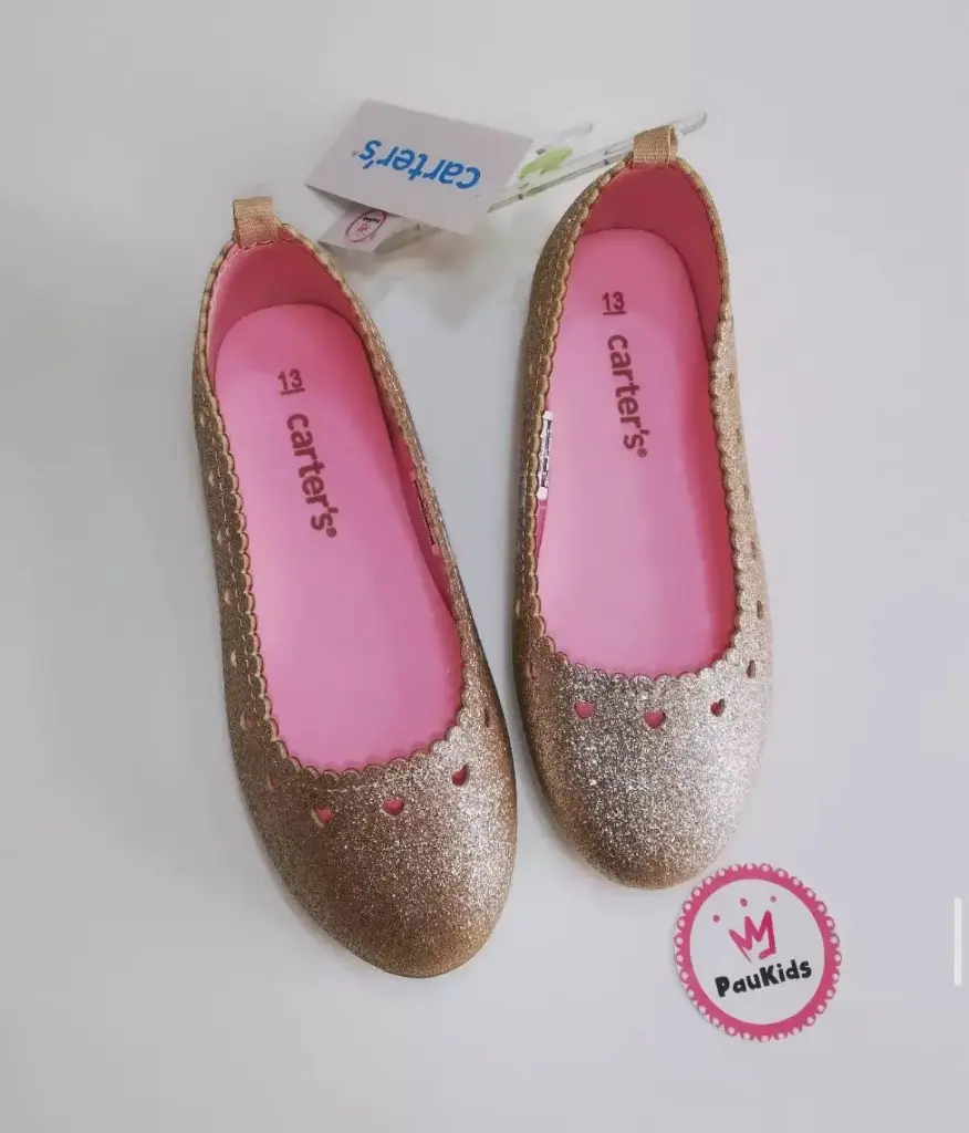 Zapatos dorados grandes brillos/corazones 