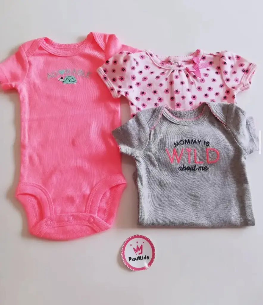 Set x3 bodysuits rosa/gris tortuga