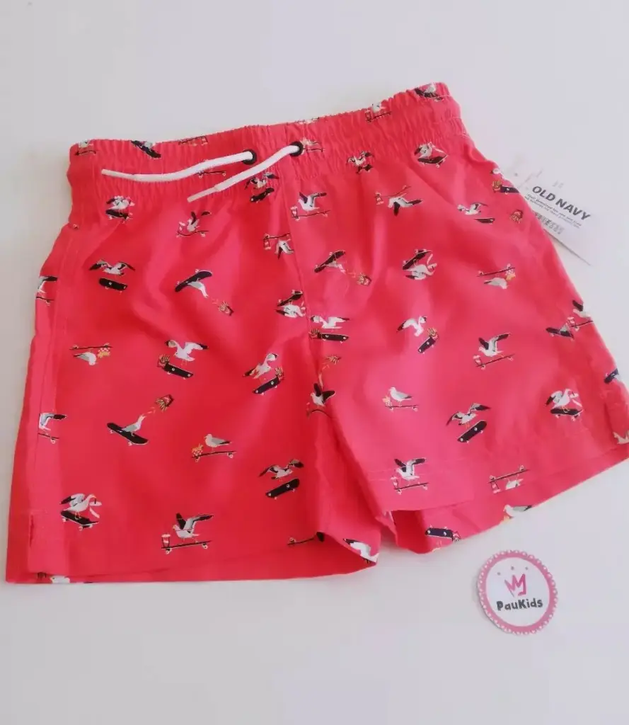 Pantaloneta playera coral patineta pájaro
