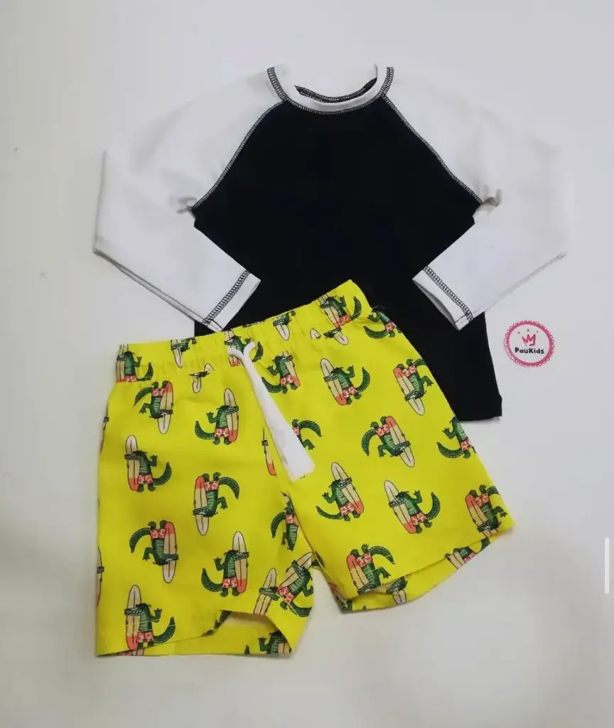 Set x2 traje de baño blanco / amarillo cocodrilo