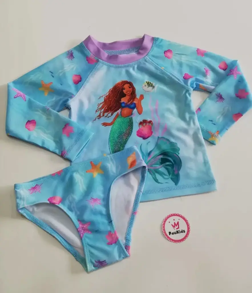 Set x2 traje de baño celeste sirenita
