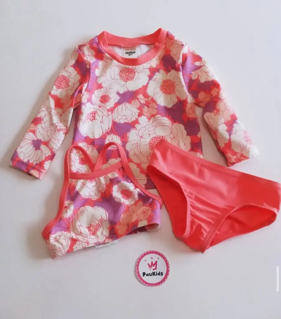 Set x3 traje de baño rosa/lila rosas