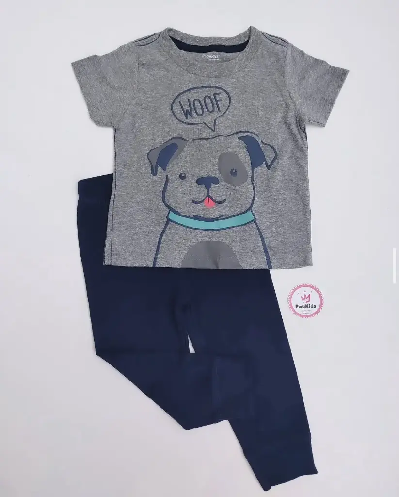 Set x2 camiseta gris perro y pantalón