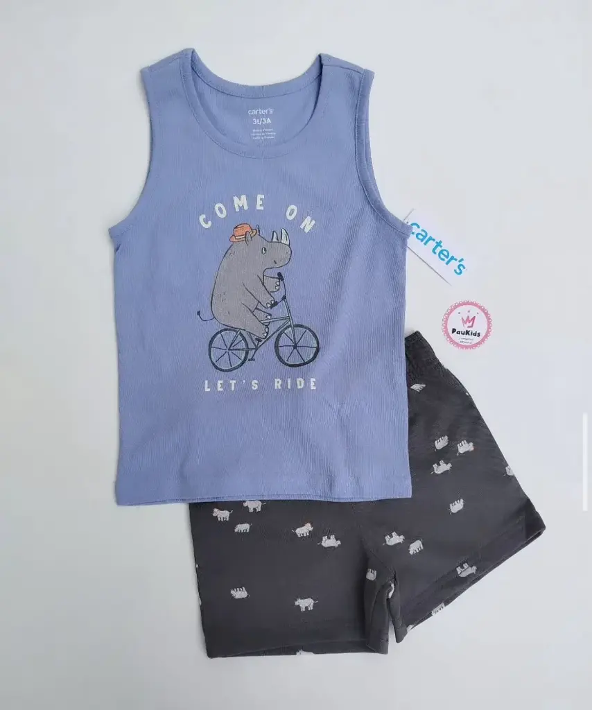 Set x2 Camiseta dino bicicleta y short