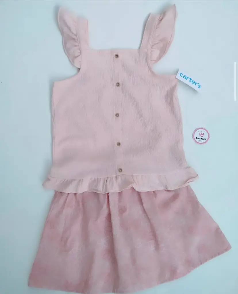 Set x2 blusa palo rosa y falda rosa flores