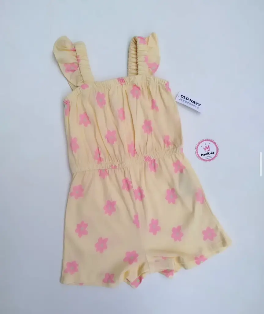 Romper amarillo flores rosa