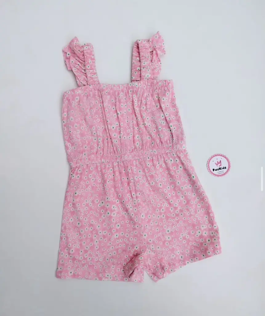 Romper rosado flores blancas