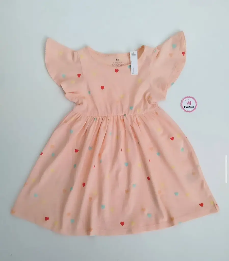 Vestido coral corazones colores (2T)
