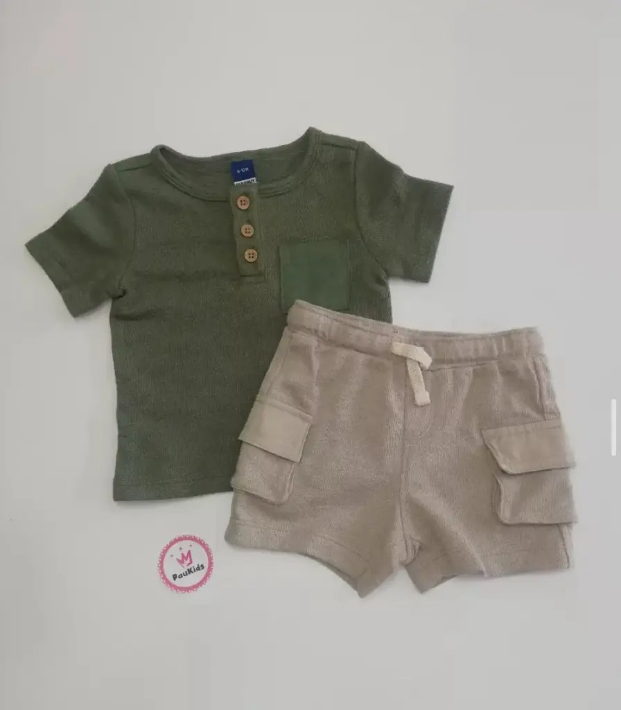 Set x2 camiseta verde oliva short caqui