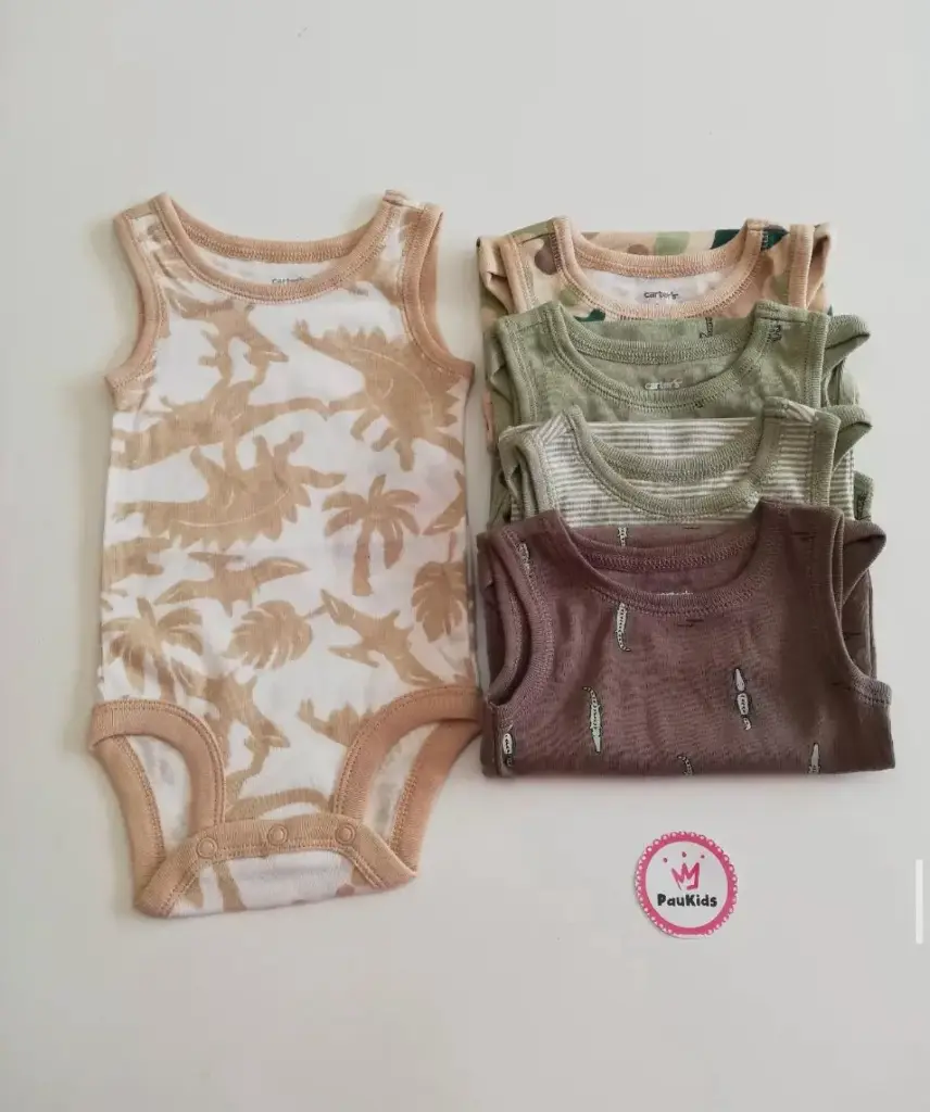 Set x5 bodysuits sin mangas safari caqui/verde/café