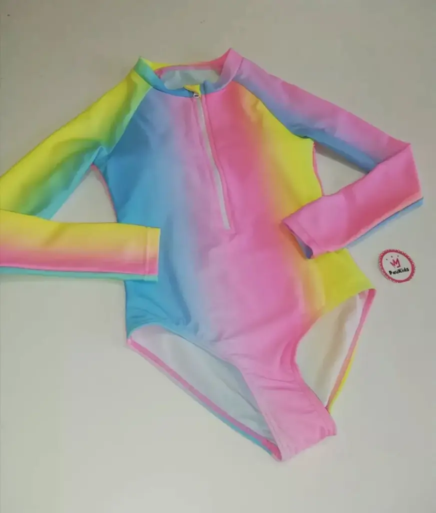 Traje de baño entero mangas largas colores degradé