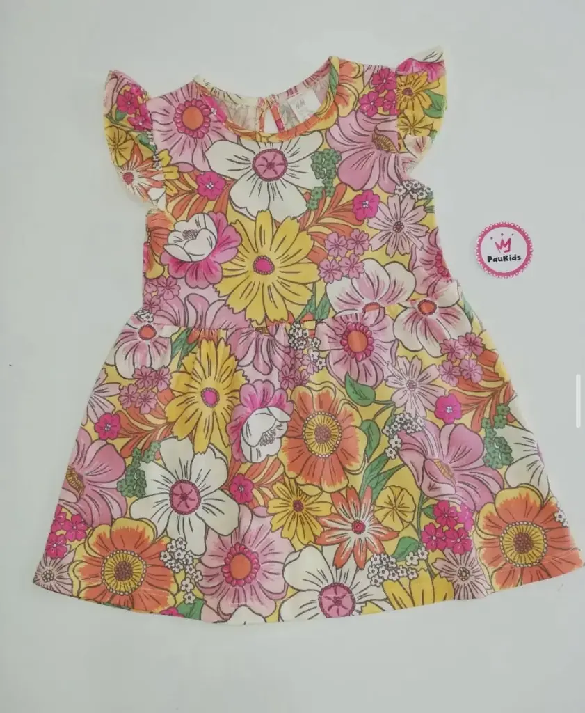 Vestido floreado rosa/amarillo