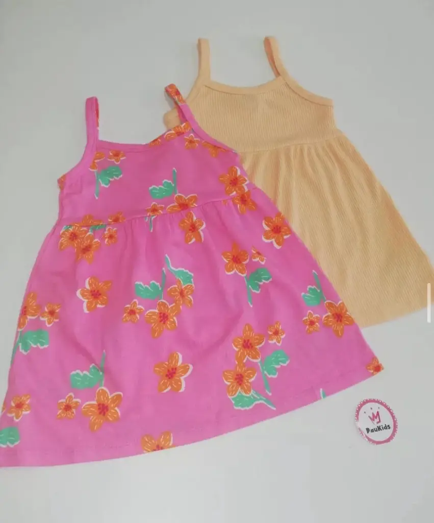 Set x2 vestidos tirantes rosa y amarillo
