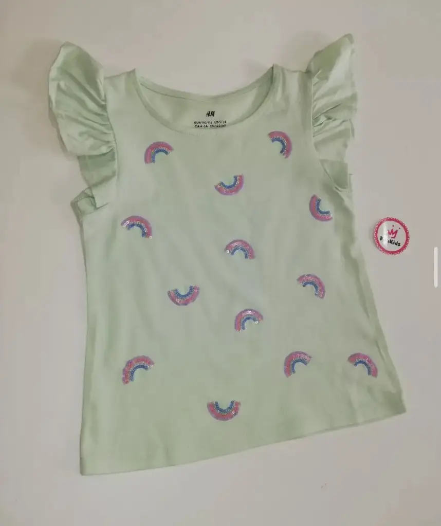 Blusa verde menta arcoiris lentejuelas