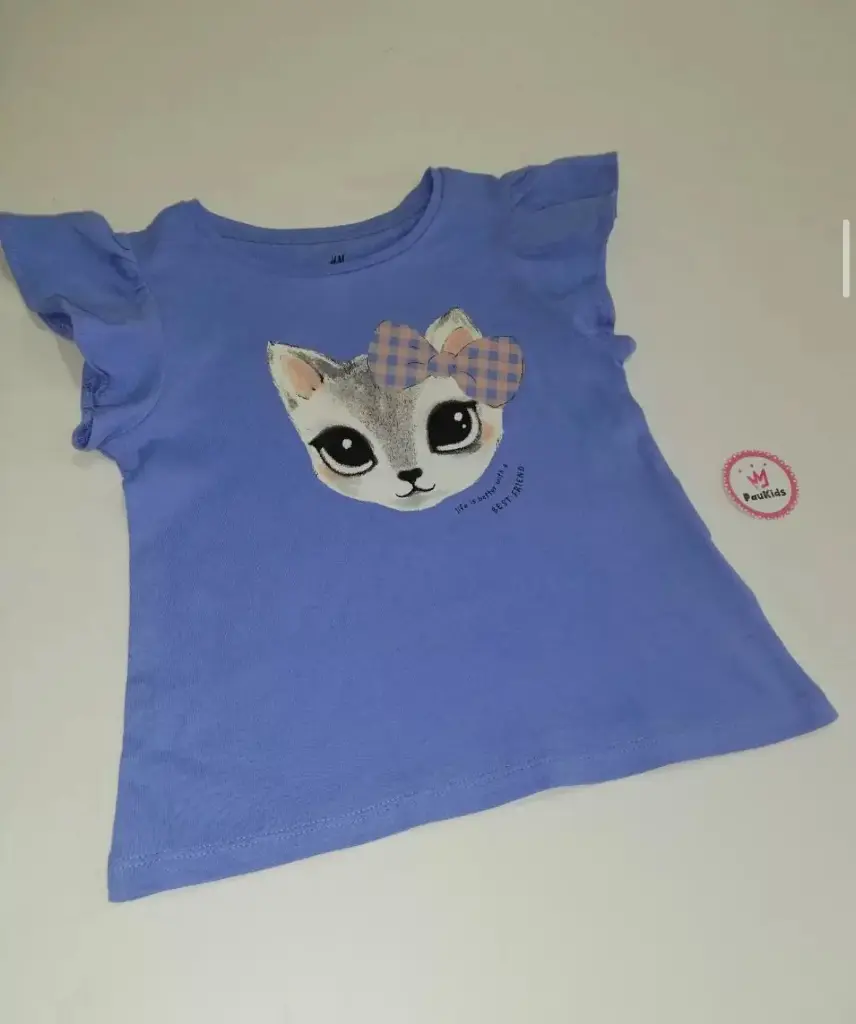 Blusa celeste gatito lazo